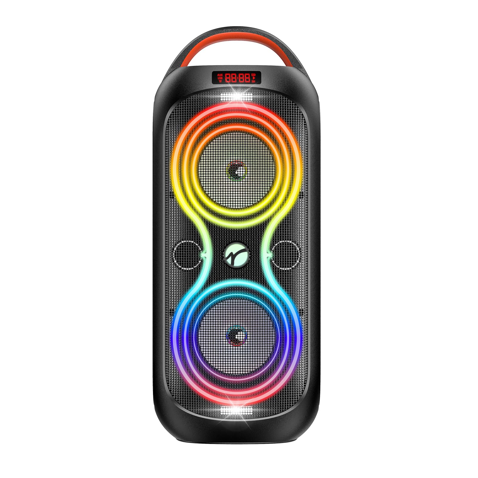 Photo 1 of ABigDay Party Bluetooth Speaker Up to 40W Sound Peak, Dynamic LED Lights, 8 Vibrant Colors & 5 Light Modes, Micro SD Slot, AUX, USB & Microphone Input, 6-Hours Playtime, Ideal for Events & Parties