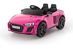 Smart BeBe Audi R8 Spyder Children Electric Ride On Car W/Dual Motors 12V Battery Bluetooth Remote Control LED Lights MP3 Player 3-8 Years (Rose)