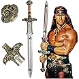 Conan The Barbarian Sword | Conan Sword Real 5160 Carbon Steel Brass Fittings with Leather Sheath, Conan Sword Full Tang, King Sword - Medieval Fantasy Barbarian Conan Atlantean Sword Prop