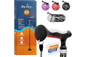 BigAlex Lightweight Adjustable Walking Cane for Seniors: Foldable Collapsible Stick with Soft TPR Handle and Non-Slip Base - 