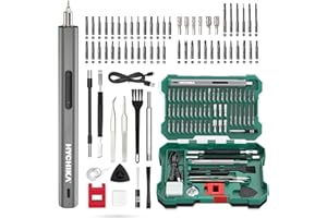 HYCHIKA BETTER TOOLS FOR BETTER LIFE HYCHIKA 3.7V Electric Screwdriver，67 in 1 Precision Screwdriver set, 52 Magnetic Bits, 3 Torque, Cordless Screw Drivers Rechargeable, Repair Tool Kit for PC, RC, Electronics, Phones, Camera, Laptops