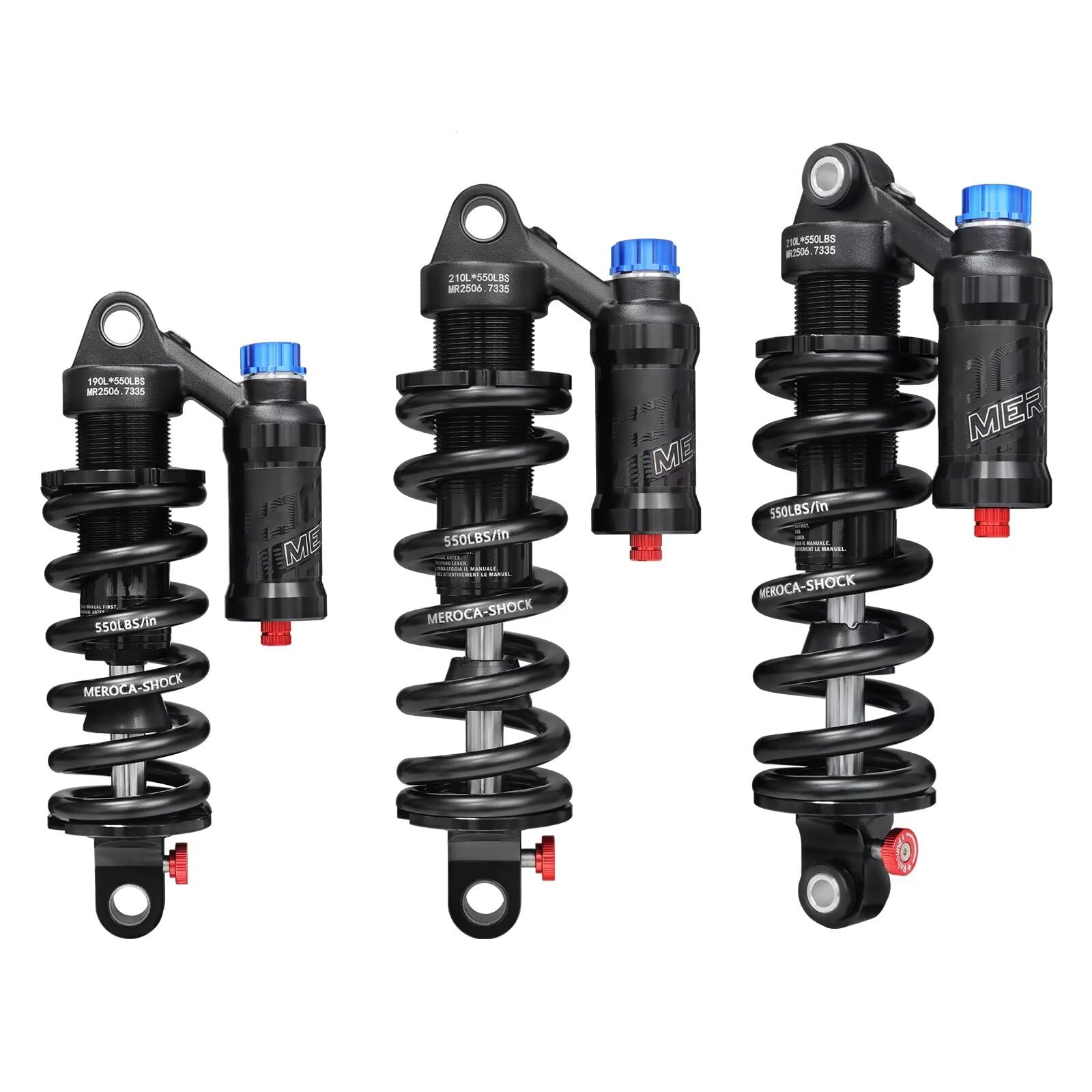 Photo 1 of MEROCA Adjustable Air Spring Coil Over Shock Absorber for Mountain Bikes, 190-265mm, 550LBS Spring, Rebound, Compression, Preload, and Air Pressure (200-300 PSI) Fits MTB/Downhill/eBikes