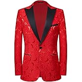 YFFUSHI Men's Notched Lapel Tuxedo Suit Jacket One Button Blazer for Wedding Prom Dinner Party