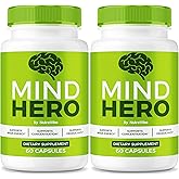 NutraVibe (2 Pack) Mind Hero Capsules - Brain Supplement and Memory Support | MindHero Pills for Daily Focus and Performance, All-Natural Ingredients, Easy-to-Swallow, Official Reviews(120 Capsules)