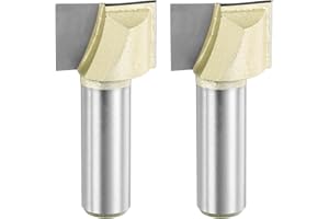 HARFINGTON 2pcs Bottom Cleaning Router Bit 1" Diameter 1/2" Shank Carbide Tipped Cutter Surfacing Planing Router Bits for Woo