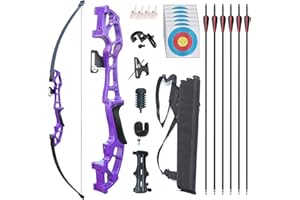 Monsour Archery Recurve Bow and Arrows Set for Adults Metal Riser 51" Longbow Kit Right Hand Straight Bow for Beginner Outdoor Hunting Shooting Practice