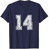 Number 14 T-Shirt Vintage Fourteen Tee Sports Design T-Shirt