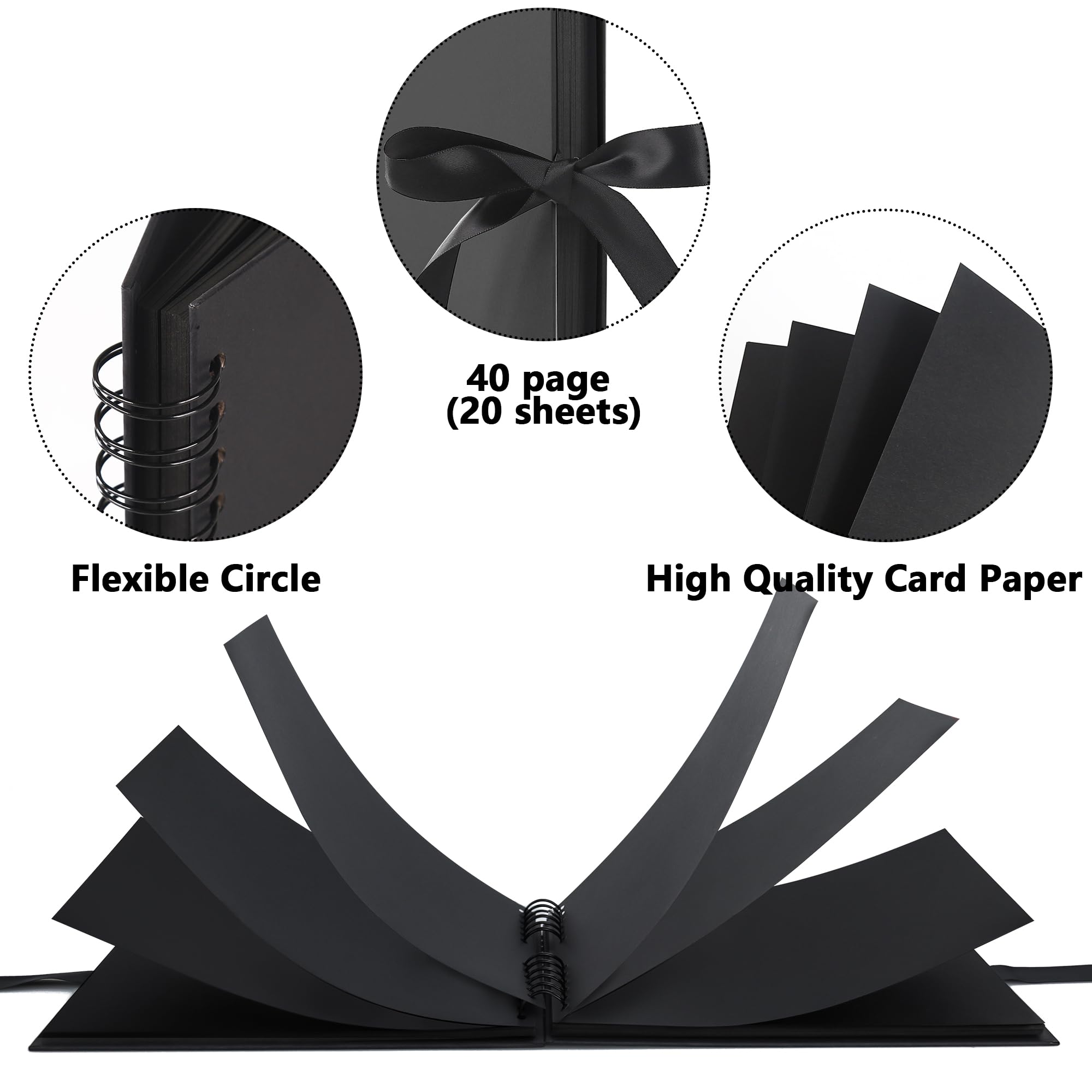 Vienrose 8x8 Inch Scrapbook Album, Small Photo Album DIY Scrapbook Black Thick Kraft Paper Memory Book, Scrap Book Photo Albums for Couple Baby Wedding Family