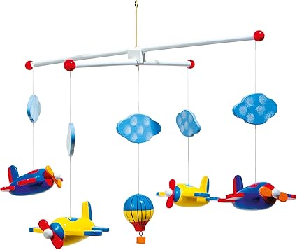 Small Foot 7938 Mobile Luftfahrt Aus Holz Mit Wolken Flugzeugen Und Einem Heisslustballon Amazon De Spielzeug