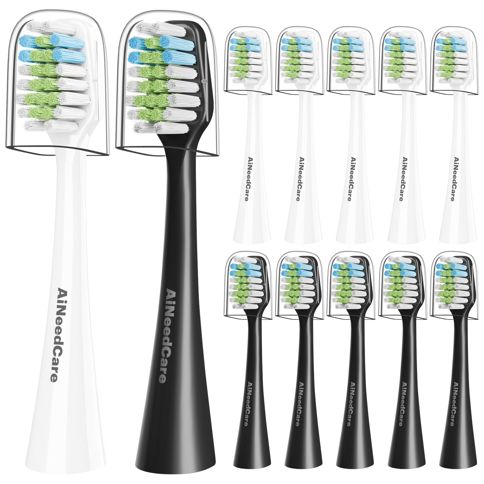 Photo 1 of 12 Pack Toothbrush Replacement Heads Only for Aquasonic Duo Series and Home Dental Center, Not Compatible with AquaSonic Other Series - 6 White + 6 Black