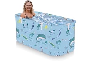 KAERMU Foldable Bathtub for Adults, Portable Collapsible Travel Tub, Large Spa & Camping Soaking Tub for Relaxation, Leak-Pro