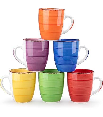 Amazon.com: HYFLQNUPE Mug Sets 12oz set of 6, Ceramic Cups with
