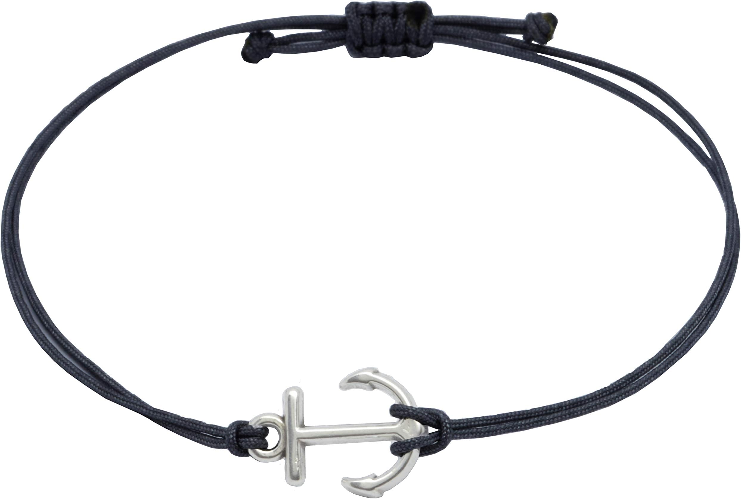 Silver and black handmade anchor bracelet, size: adjustable macram&eacute;
