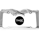 DMSE American Eagle Eagles Bird Universal Metal License Plate Frame Cool Decorative Design for Any Vehicle (Chrome)
