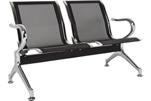 Kinfant Waiting Room Chair Bench - Guest Reception Chairs for Airport Hospital Bank Salon Barber Hall Room Conference (2-seat, Black-Mesh)