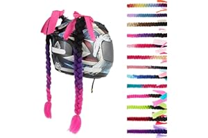 SEGO 1PCS/2PCS Helmet Pigtail Braids with Detachable Suction Cup Bowknot Ponytail Hair Many Colors (Helmet not Included)