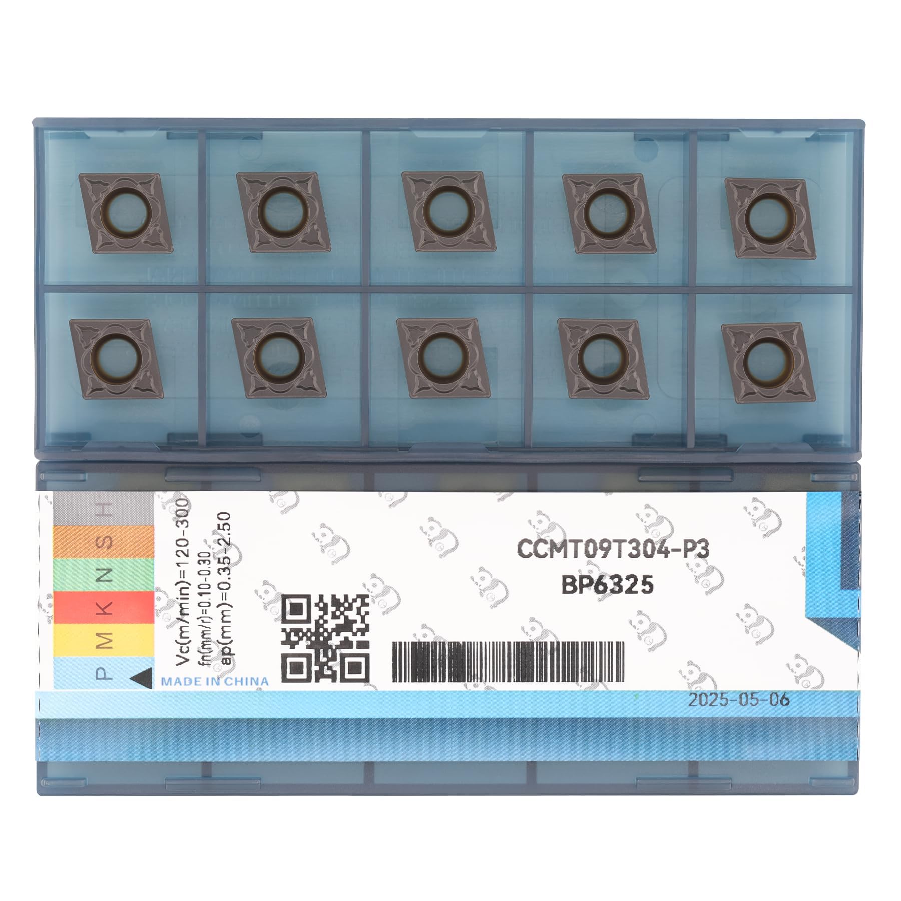 CDBP CNC Carbide Inserts Ccmt 32.51 Ccmt09T304 for Steel Turning Cutting Tools, fit for Semi-Finishing Metal Cutting, 10 PCS