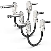 VCELINK Guitar Patch Cables, Noise-Free High-Fidelity Signal, 3 Pack | 1/4" TS Right-Angle Nickel-Plated Pedalboard Patch Cords with Dual-Layer Shielding, 6.5 Inch