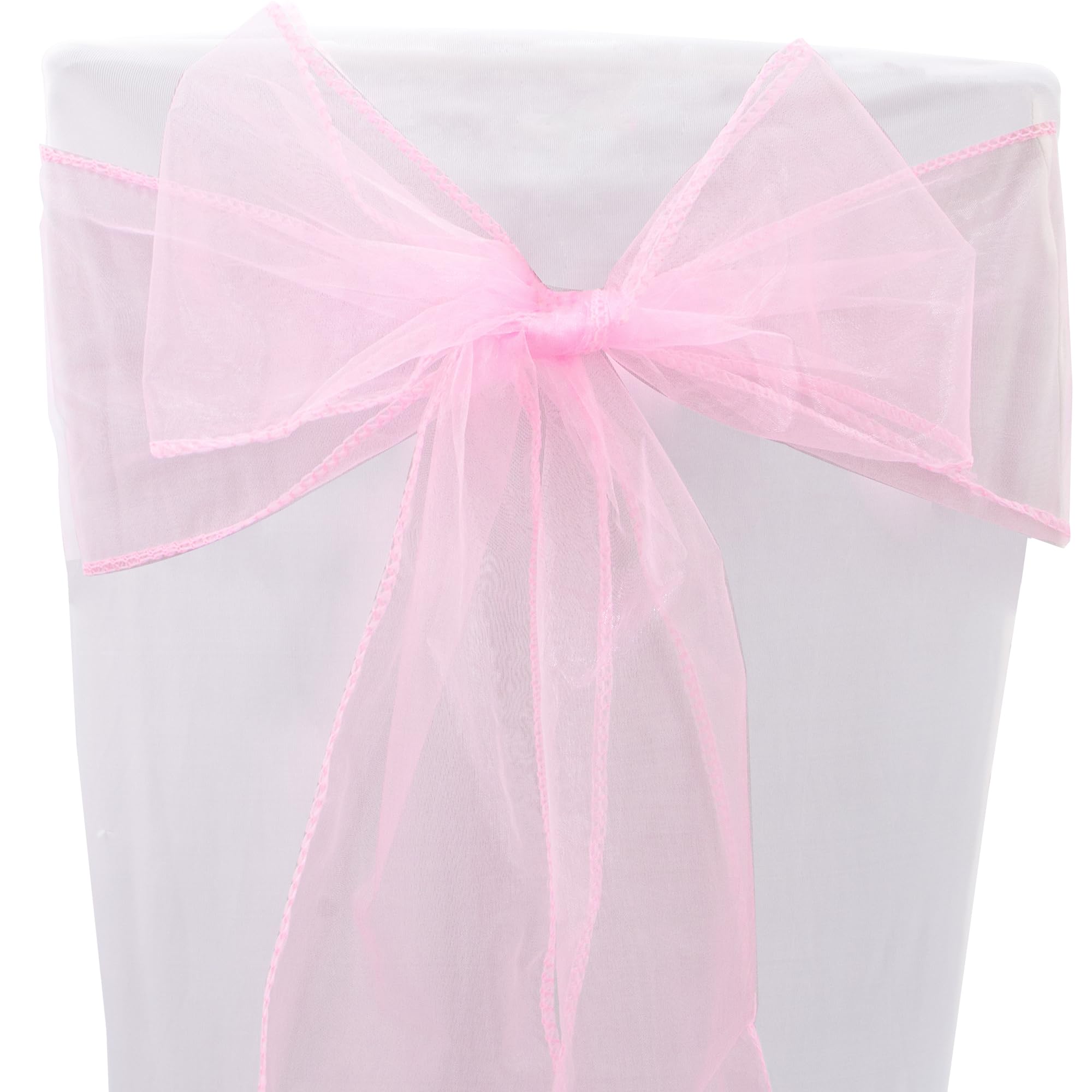 Time to Sparkle 10PCS 17x280cm Organza Chair Sashes Wider Fuller Cover Party Decoration Bow Sashes for Wedding -Baby Pink