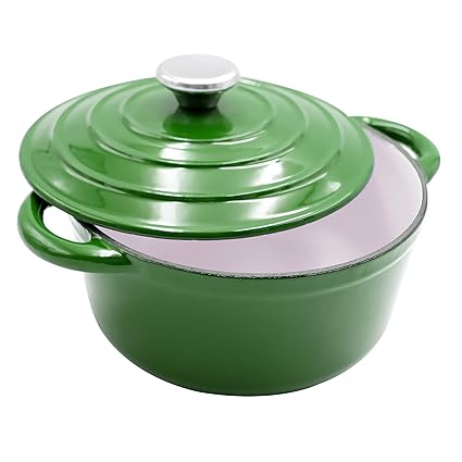 Buy Aidea Enameled Cast Iron Dutch Oven 5 Quart Green Round