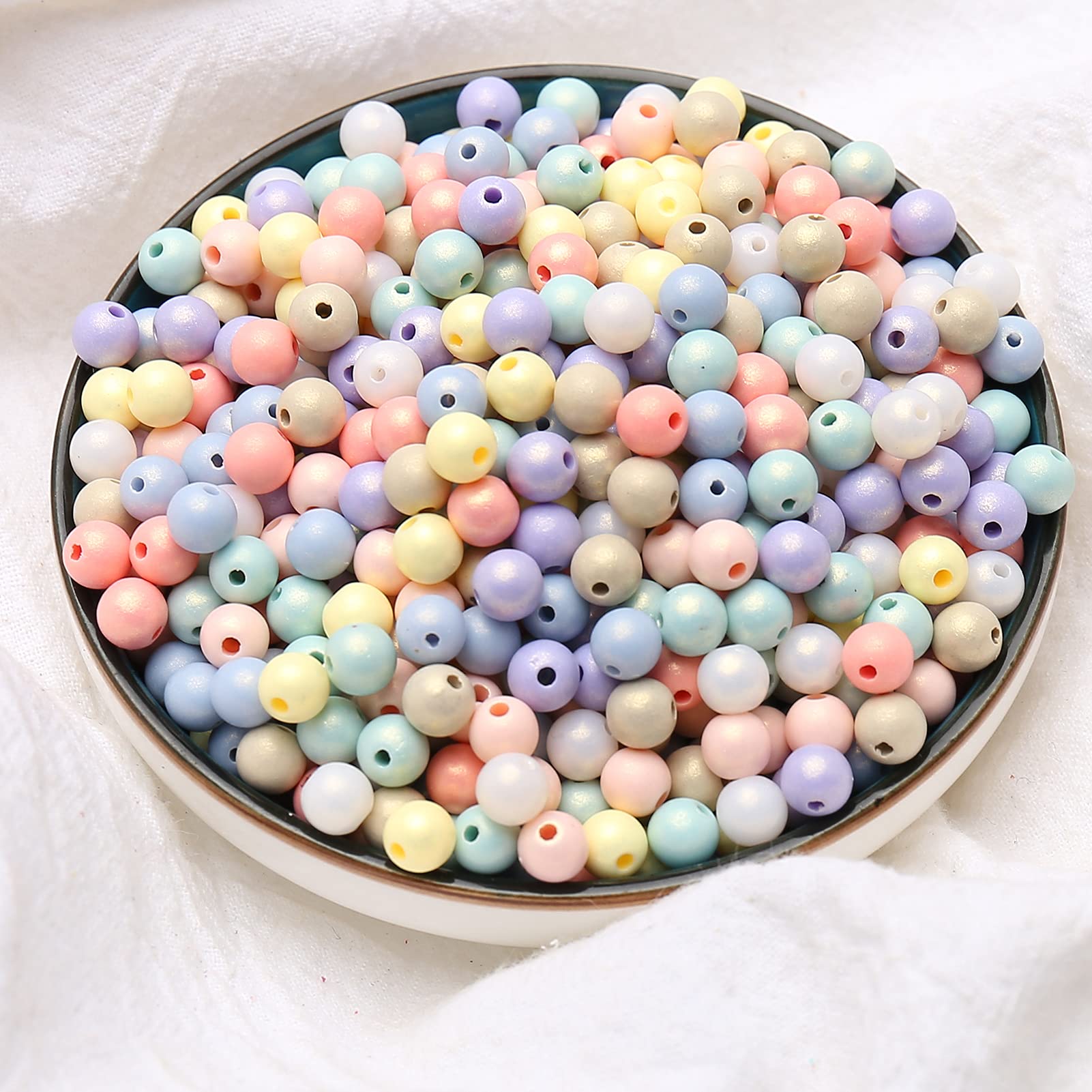 HERZWILD Colourful Acrylic Beads - 1000 Pieces, 6 mm Art Beads for Jewellery Making DIY Necklaces & Bracelets