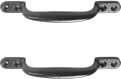 White Hinge 2x Black Cast Iron 6 inch 150mm Door Gate Pull Handles