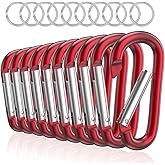 sprookber 3" Aluminum Carabiner D Ring, Caribeener Clips, Spring Snap Hook for Keychain Clip, Set of 10