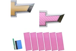 Lypumso Auto Emblem Vinyl Wrap Kit, 6PCS Pink Carbon Fiber Compatible with Chevy Bowtie Logo Stickers, Cut Your-Own Universal Vehicle Emblem Overlay DIY Decals (12Inches x 4Inches)