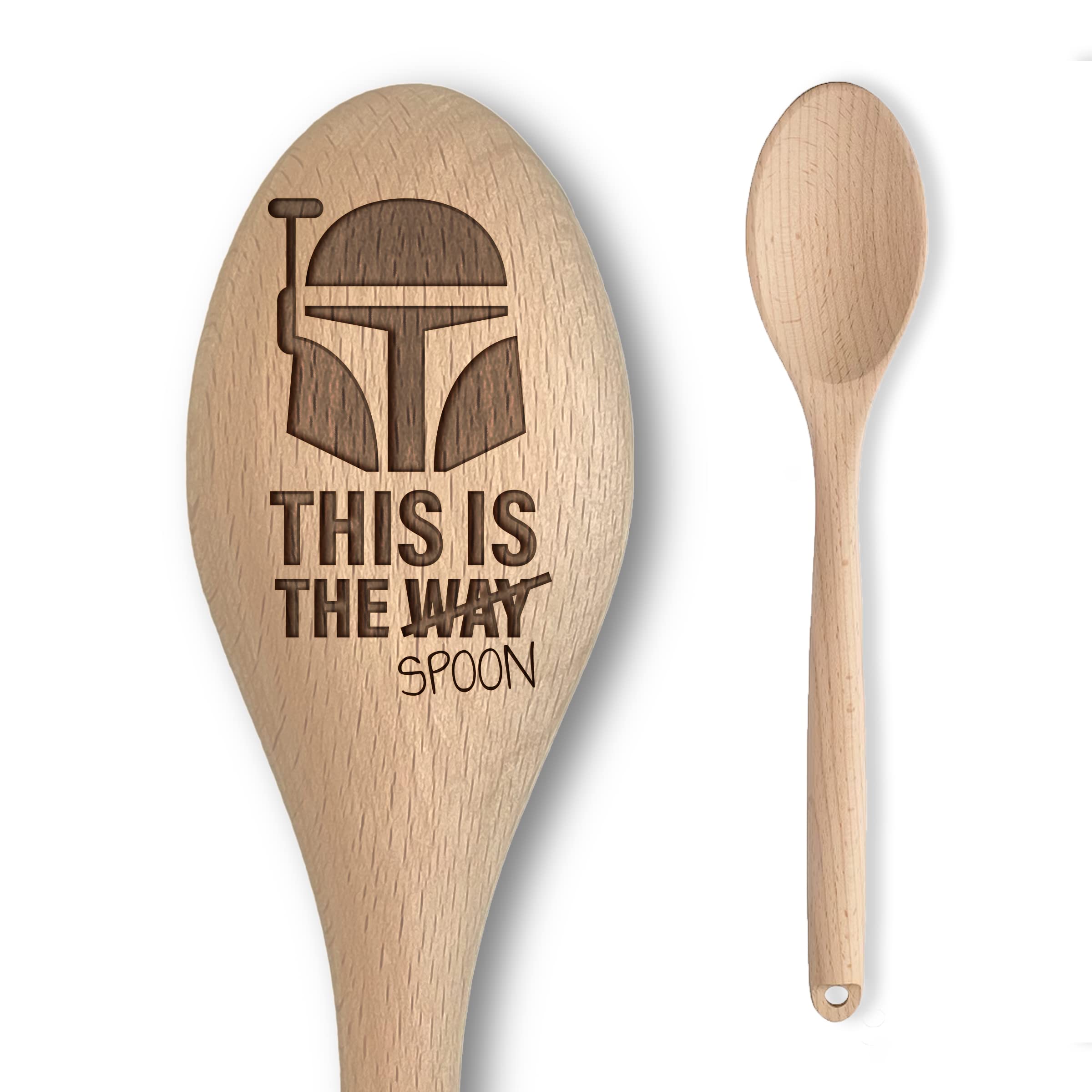 Space Wars Bounty Hunter Inspired Wooden Spoon – “This is The Spoon” Inscription – Funny Parody Cooking Baking Gift for Men & Women - Unofficial Fan Item (This is The Spoon)