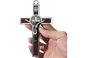 XIPENGKEJI Brown Metal Enamel Crucifix,Christian Cross For Wall,Christ Inspirational Home Decor,Jesus Cross For Wall,Jesus Art Decor,Christian Gifts-5Inch X 2.9Inch