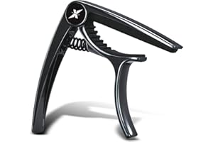 GUITARX X Capo for Acoustic Guitar, Electric Guitar Capo - Also For Bass, Ukulele, Banjo and Mandolin - #1 Brand Among Guitar Capos - Zinc Alloy, Glossy Metal Black
