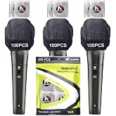 TENGYES Disposable Microphone Hygiene Covers, 300 PCS (150 Pack) | Non-woven, Handheld Mic Mike Cover, Windscreen Protective Cap, for KTV Karaoke Recording Room Stage Performance