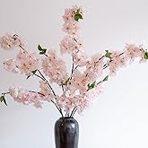 KBREE 47.2 inches Cherry Blossom Branches, 3 Pieces Artificial Pink Flower Branches, Extra Long Flower Stems for Vase, Cherry Blossom Decor for Home Weding Party or Office (Pale Pink)