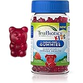 TruBiotics Probiotics for Kids with Prebiotics & Vitamin C, Sugar-Free Gummies for Digestive & Immune Health Support, Chewable Kids Probiotic Supplement, Natural Strawberry Flavor, 40 Gummies