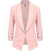 Lock and Love Women 3/4 Sleeve Blazer Open Front Cardigan Jacket Work Office Blazer