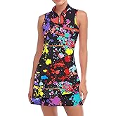 Viracy Tennis Dress for Women Sleeveless Golf Dresses with Shorts and Pockets Ruffle Zip Up Stand Collar Golf Outfits