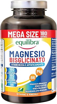 Magnésium Bisglycinate, 180 Gélules, 250mg, Avec Vitamine B6, Format 6 Mois, Vegan, pour Réduire la Fatigue, Système Nerveux et Fonction Musculaire, Sans Gluten