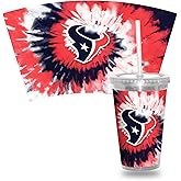 Rico Industries NFL Football Metallic Tie Dye NFL Football Team 16oz Metallic Clear Tumbler W/Straw