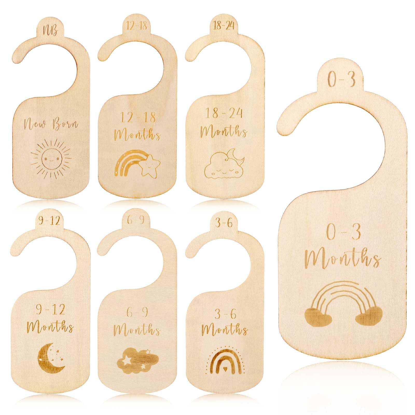 Abeillo 7Pcs Baby Wardrobe Dividers, Cartoon Baby Clothes Dividers from Newborn to 24 Month, Baby Clothes Organizers for Wardrobe, Wood Safe Wardrobe Separators for Newborn Boys Girls Christmas Gifts