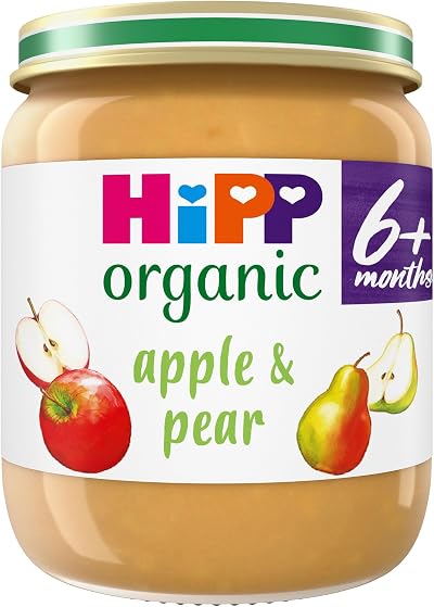 HiPP Organic Apple & Pear Baby Food Jar 6+ Months 125g Pack of 6