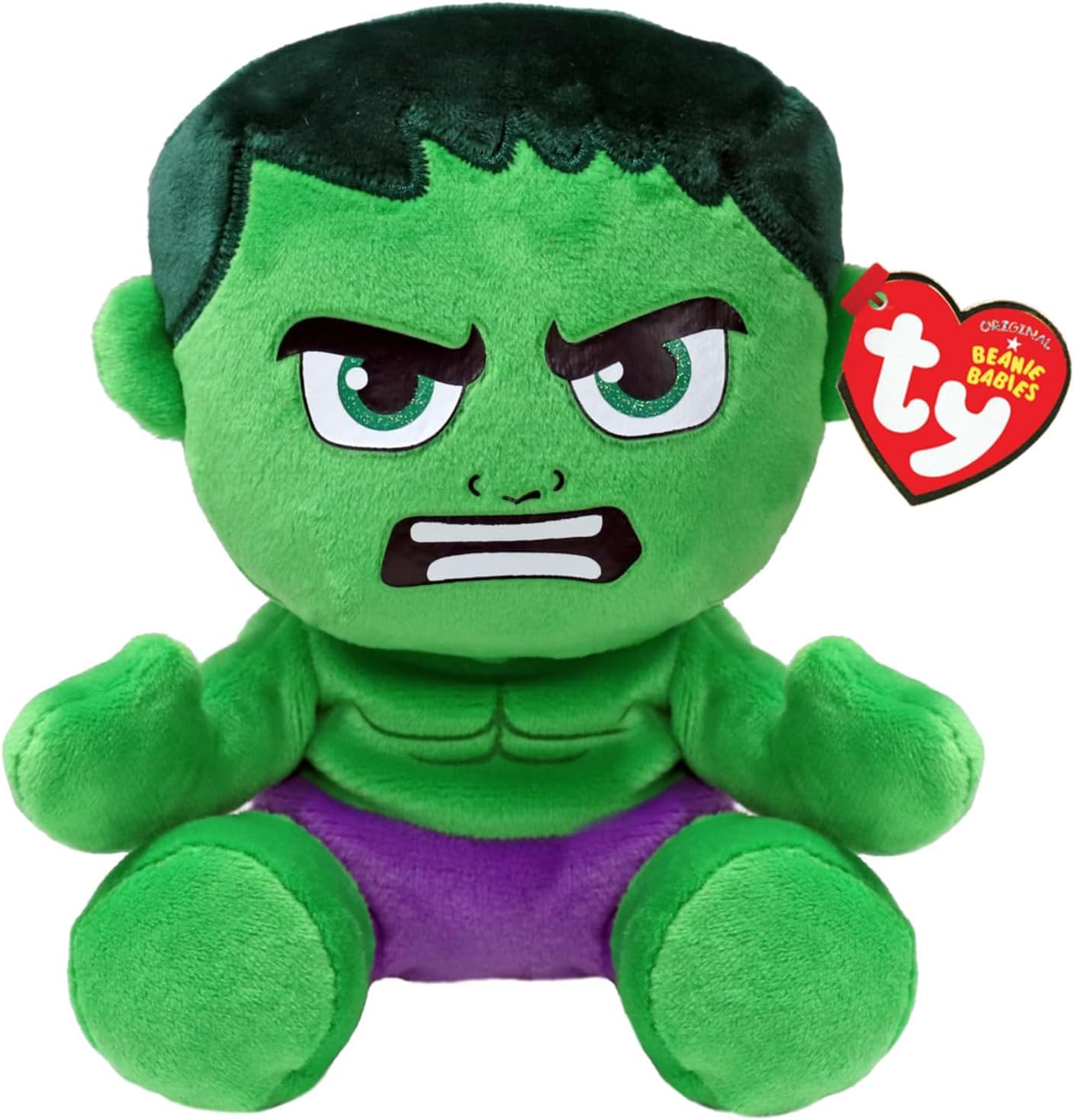 TY Hulk Marvel Avengers Beanie Babies Regular, Licensed Beanie Baby Soft Plush Toy, Collectible Cuddly Stuffed Teddy