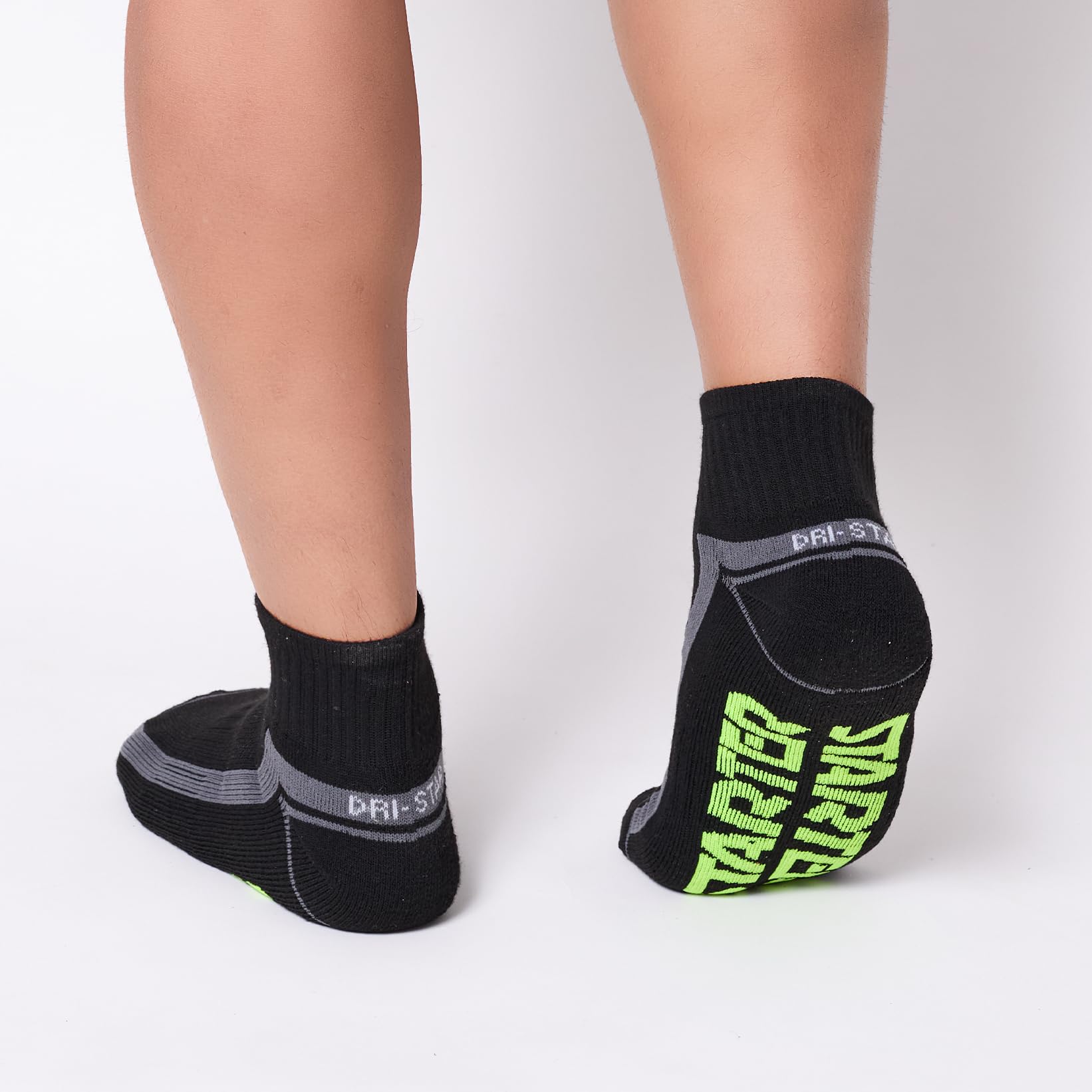 STARTER Men's 10 Pack Half Cushion Quarters Socks (Black, 6-12)