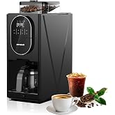 Coffee Maker with Grinder &amp; Brew,5 Cup Sizes,Touch Screen Control | Built-in Stainless Steel Grinder|Adjustable Grind Fineness &amp; Brew Strength|Easy Cleaning|Programmable Timer for Home Office