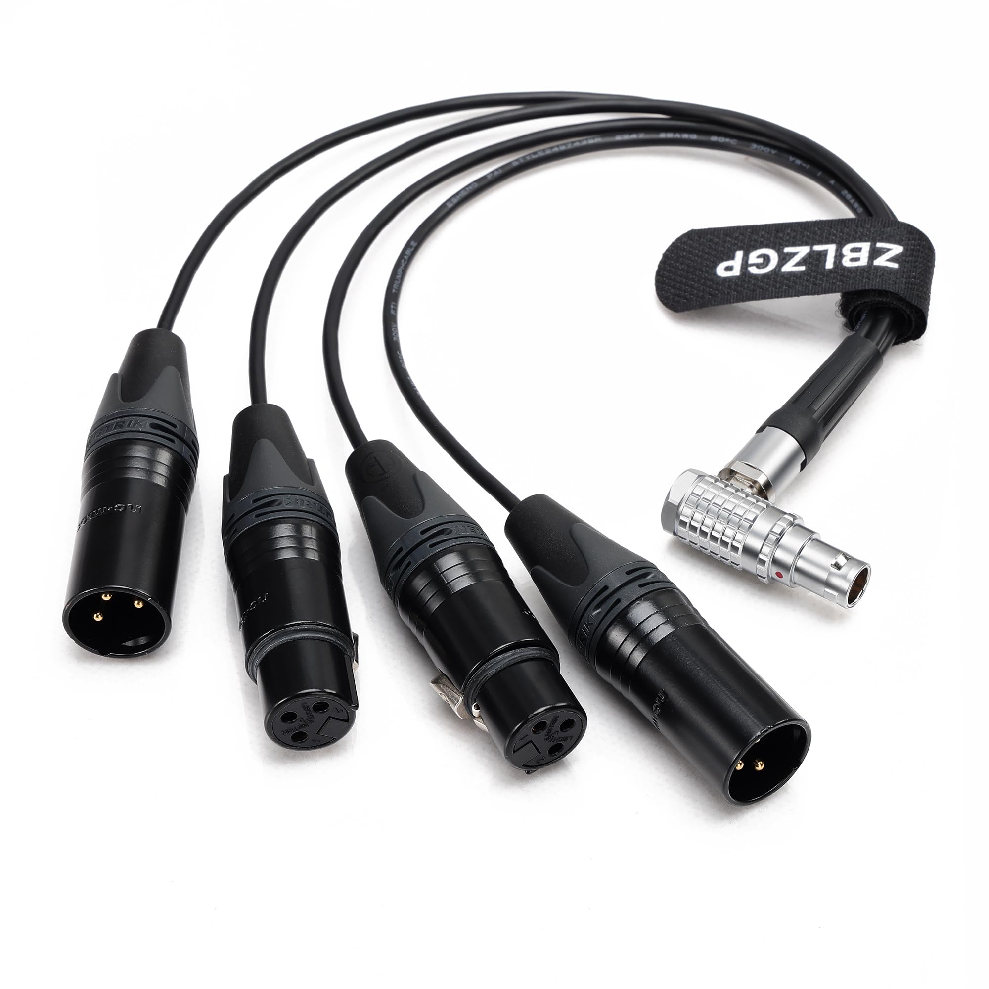 ZBLZGP Audio Breakout Input Output Cable 10 Pin Male to 4 XLR for Atomos Shogun Inferno Monitor Recorder (Right Angle Cable)