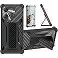 Aroepurt Case for LOGIC L66M Phone Case Stand Cover [with Tempered Glass Screen Protector] Hybrid Case [Folding Support Magnetic] [Frosted anti-fingerprint] Black