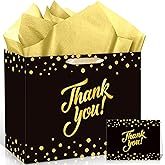 Large Thank You Gift Bags&We Appreciate You Decorations,Thank You Party Favor Gift Paper Bags with Wrapping Tissue Paper for Wedding,Baby,Shower,Birthday,Thanksgiving,Business Party Supplies Decor