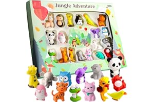 LANMA Animal Erasers Desk Pets for Kids Animal Pencil Erasers Puzzle Erasers Take Apart Eraser Toys for Christmas Birthday Party Gifts