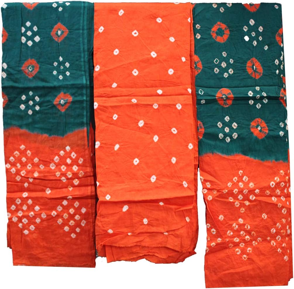 AZAD DYEING Jaipuri Bandhni Tie & Die Pure Cotton Unstitched Dress Material For Women 100% Colour Guarantee