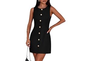 PRETTYGARDEN Work Dresses for Women 2025 Summer Business Formal Short Dress Sleeveless Button Down Elegant Office Outfits