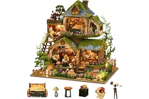 YSWOOD WORLD DIY Miniature House Kit, Mini House Building Kit with LED, DIY Miniature Kit for Adults Teen, Dollhouse Kit, Forest Adventure